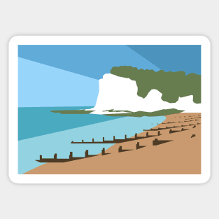 St Margaret’s Bay Beach and White Cliffs, Dover, Kent Sticker